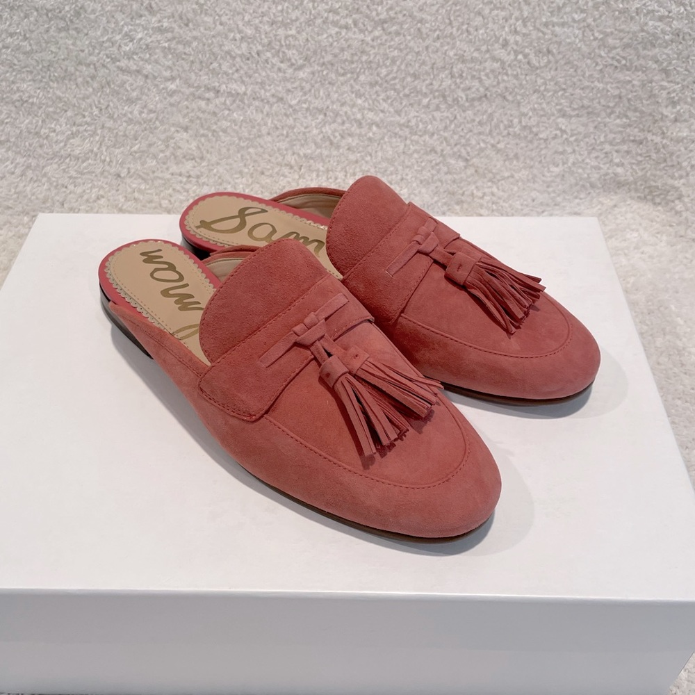 Sam Edelman Paris Coral Suede Tassel Mule Sz 8